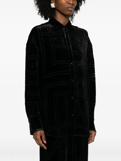 Totême Toteme Monogram Pajama Shirt In Black