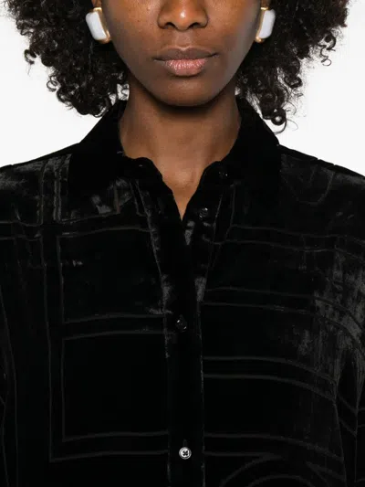 Totême Toteme Monogram Pajama Shirt In Black