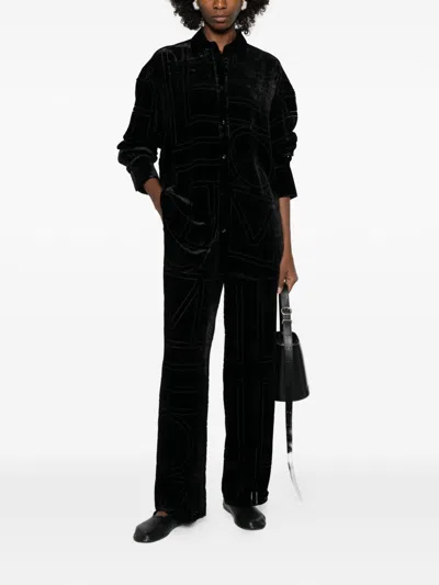 Totême Toteme Monogram Pajama Shirt In Black