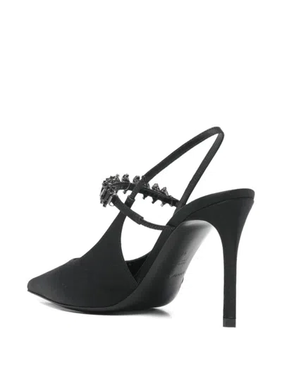 Ea7 Emporio Armani Silk Satin Slingback Pumps In Black