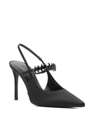 Ea7 Emporio Armani Silk Satin Slingback Pumps In Black