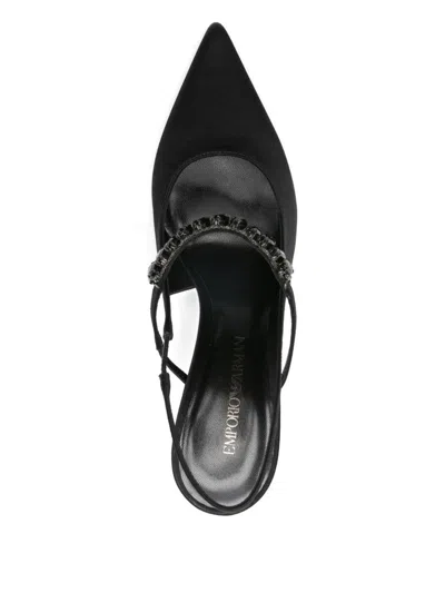 Ea7 Emporio Armani Silk Satin Slingback Pumps In Black