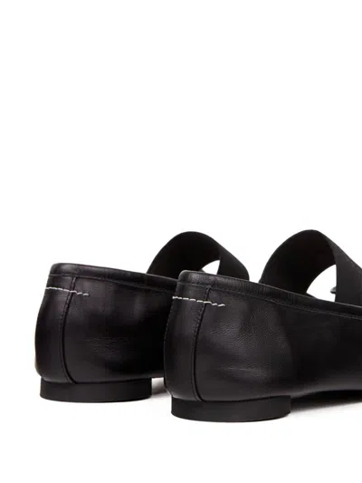 Mm6 Maison Margiela Black Polyamide Ballerinas With Delicate Bow Detail In Black
