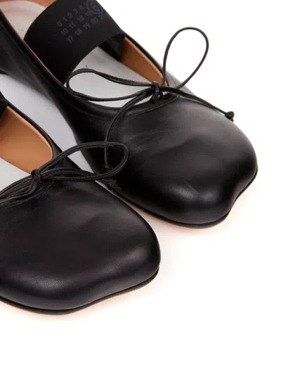 Mm6 Maison Margiela Black Polyamide Ballerinas With Delicate Bow Detail In Black