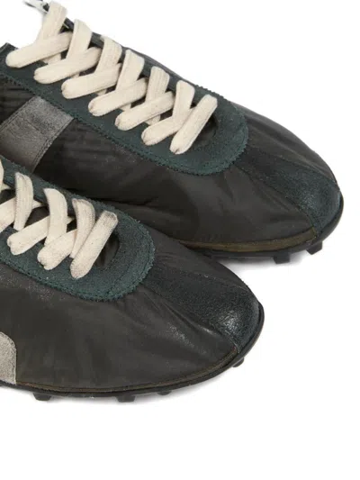 Maison Margiela Sneakers Sprinters In Suede And Leather With Vintage Finish In Black