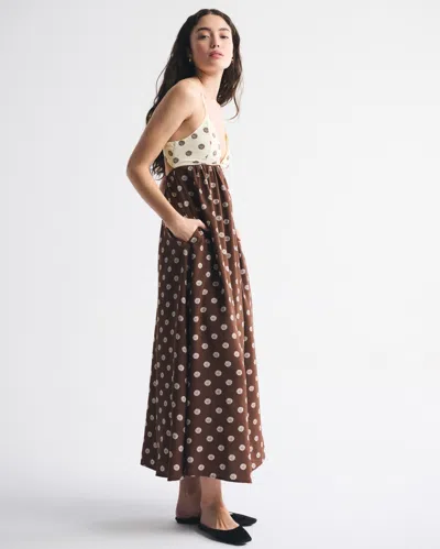 Abercrombie & Fitch Bra-free Clasp-back Flowy Maxi Dress In Multi