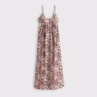 Abercrombie & Fitch Bra-free Clasp-back Flowy Maxi Dress In Pink