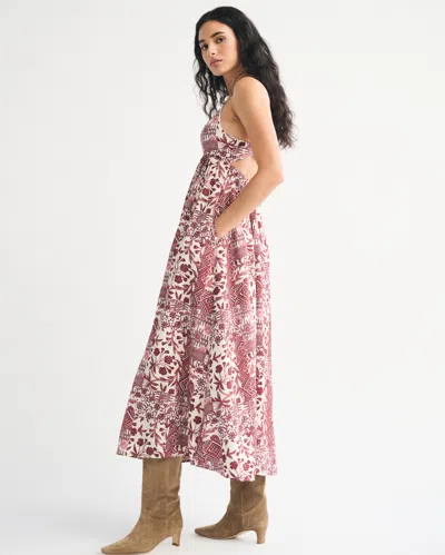 Abercrombie & Fitch Bra-free Clasp-back Flowy Maxi Dress In Pink