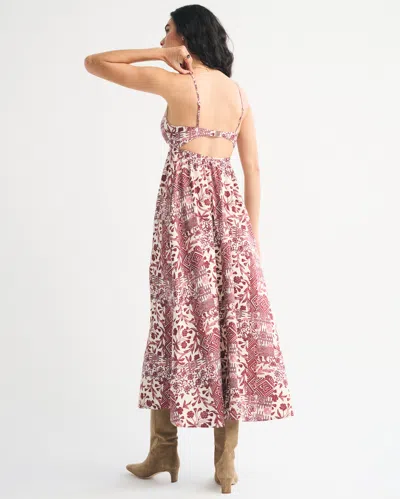 Abercrombie & Fitch Bra-free Clasp-back Flowy Maxi Dress In Pink