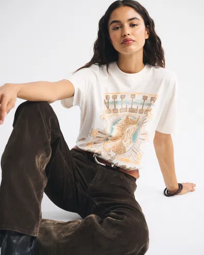 Abercrombie & Fitch Oversized Willie Nelson Graphic Tee In White