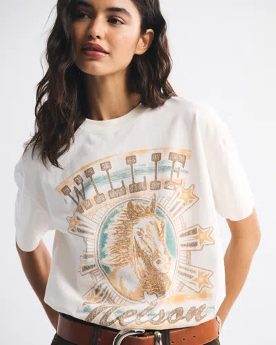 Abercrombie & Fitch Oversized Willie Nelson Graphic Tee In White