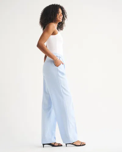 Abercrombie & Fitch Curve Love A&f Sloane Tailored Wide Leg Pant In Blue