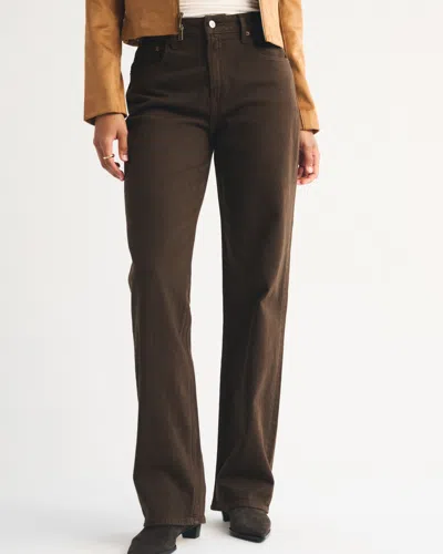 Abercrombie & Fitch Curve Love High Rise 90s Relaxed Jean In Brown