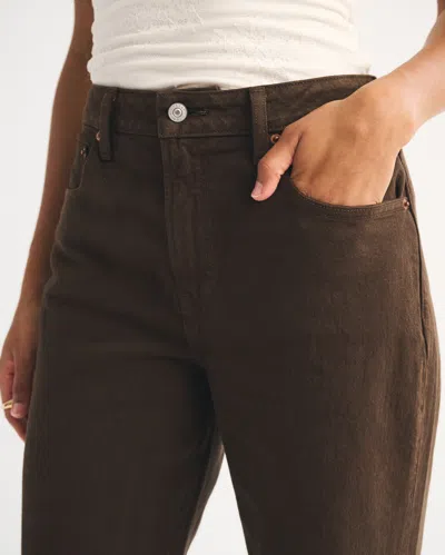 Abercrombie & Fitch Curve Love High Rise 90s Relaxed Jean In Brown