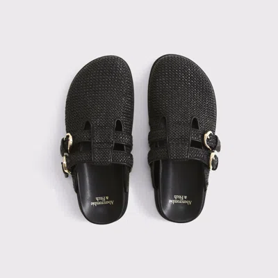 Abercrombie & Fitch Textural Faux Raffia Clogs In Black