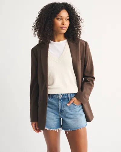 Abercrombie & Fitch Curve Love Mid Rise A-line Short In Blue