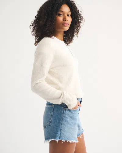 Abercrombie & Fitch Curve Love Mid Rise A-line Short In Blue