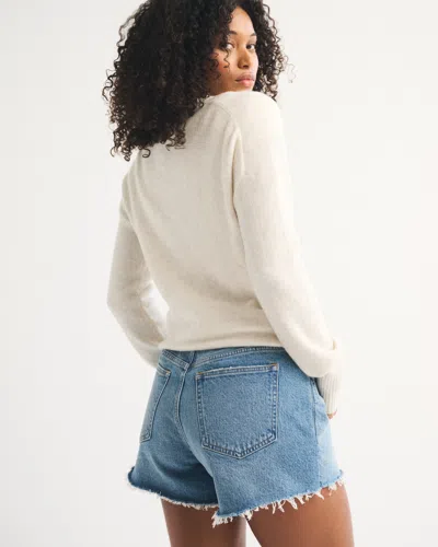 Abercrombie & Fitch Curve Love Mid Rise A-line Short In Blue