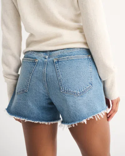 Abercrombie & Fitch Curve Love Mid Rise A-line Short In Blue