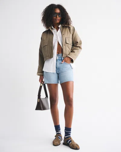 Abercrombie & Fitch Curve Love High Rise Dad Short In White