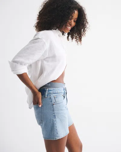 Abercrombie & Fitch Curve Love High Rise Dad Short In White