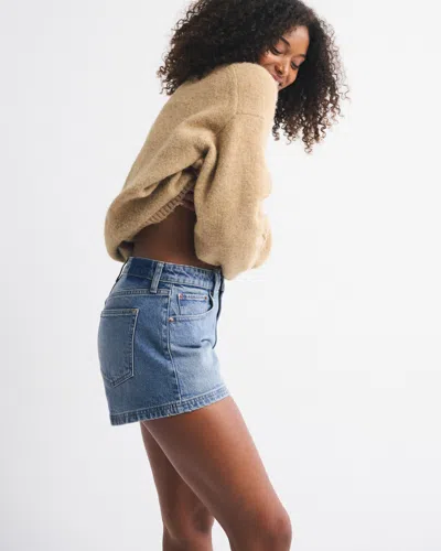 Abercrombie & Fitch Curve Love High Rise 90s Cutoff Short In Brown