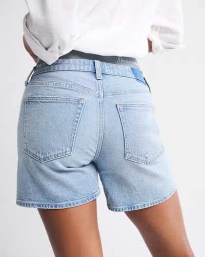 Abercrombie & Fitch Curve Love High Rise Dad Short In White