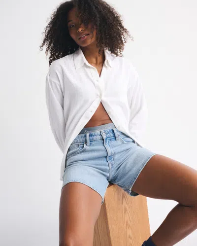 Abercrombie & Fitch Curve Love High Rise Dad Short In White