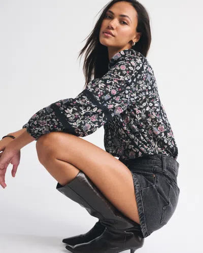 Abercrombie & Fitch Mid Rise A-line Short In Black