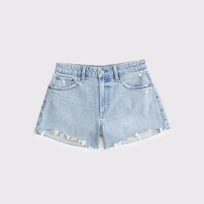 Abercrombie & Fitch Curve Love High Rise 90s Cutoff Short In White