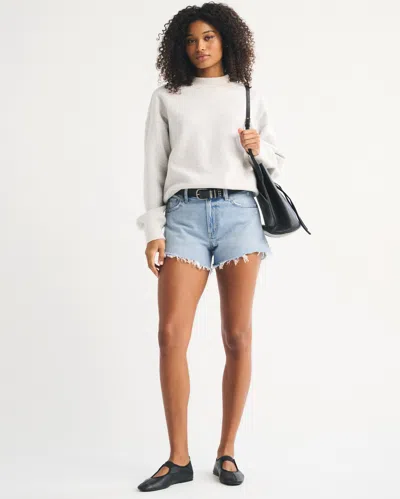 Abercrombie & Fitch Curve Love High Rise 90s Cutoff Short In White