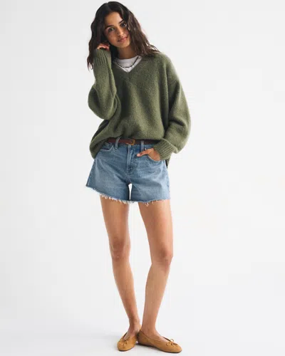 Abercrombie & Fitch Mid Rise A-line Short In Blue