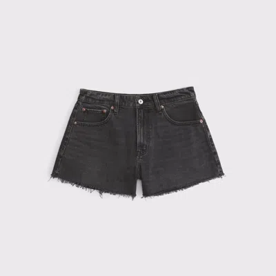 Abercrombie & Fitch Curve Love High Rise 90s Cutoff Short In Gray