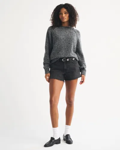 Abercrombie & Fitch Curve Love High Rise 90s Cutoff Short In Gray