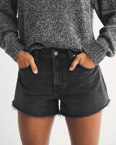 Abercrombie & Fitch Curve Love High Rise 90s Cutoff Short In Gray