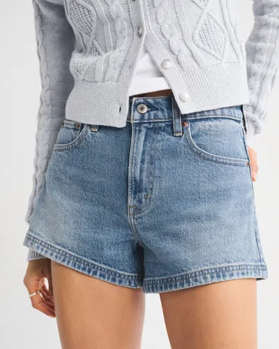 Abercrombie & Fitch High Rise 90s Cutoff Short In Neutral