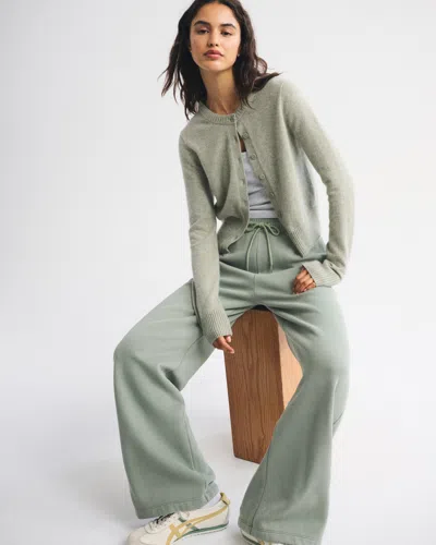 Abercrombie & Fitch High Rise Sunday Wide Leg Sweatpant In Green