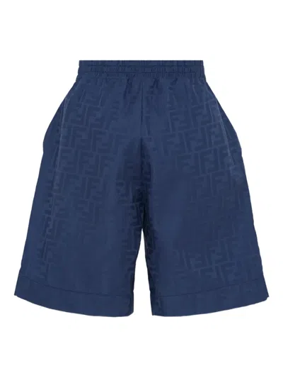 Fendi Logo-pattern Shorts In Blue