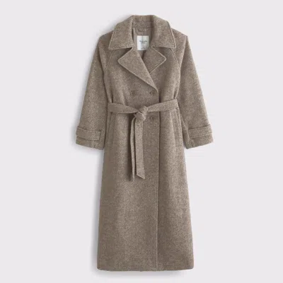 Abercrombie & Fitch A&f Carrie Wool-blend Trench Coat In Brown
