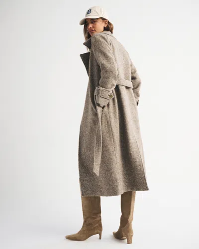 Abercrombie & Fitch A&f Carrie Wool-blend Trench Coat In Brown