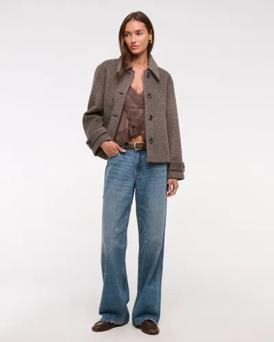 Abercrombie & Fitch Short Wool-blend Coat In Brown