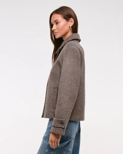 Abercrombie & Fitch Short Wool-blend Coat In Brown