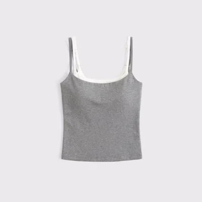 Abercrombie & Fitch Bra-free Double-layered 90s Cami In Gray