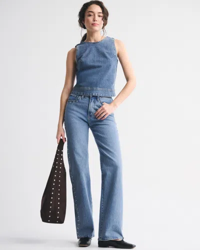 Abercrombie & Fitch Denim Shell Top In Blue