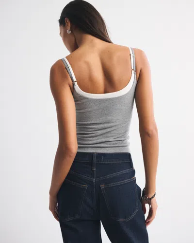 Abercrombie & Fitch Bra-free Double-layered 90s Cami In Gray