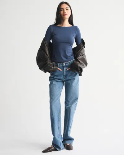 Abercrombie & Fitch Bra-free Open-back Hardware Top In Blue