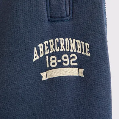 Abercrombie & Fitch Straight Open-hem Logo Sweatpant In Blue