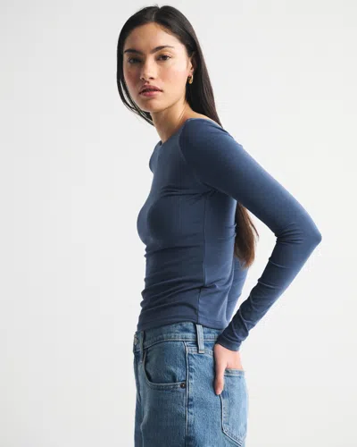 Abercrombie & Fitch Bra-free Open-back Hardware Top In Blue