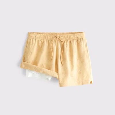 Abercrombie & Fitch Pull-on Embroidered Swim Trunk In Yellow