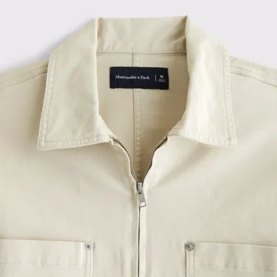 Abercrombie & Fitch Transitional Zip Shirt Jacket In White